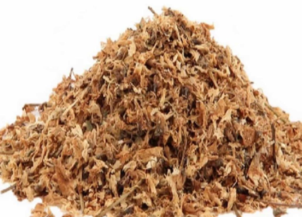 Close-up view of expanded shredded stems tobacco